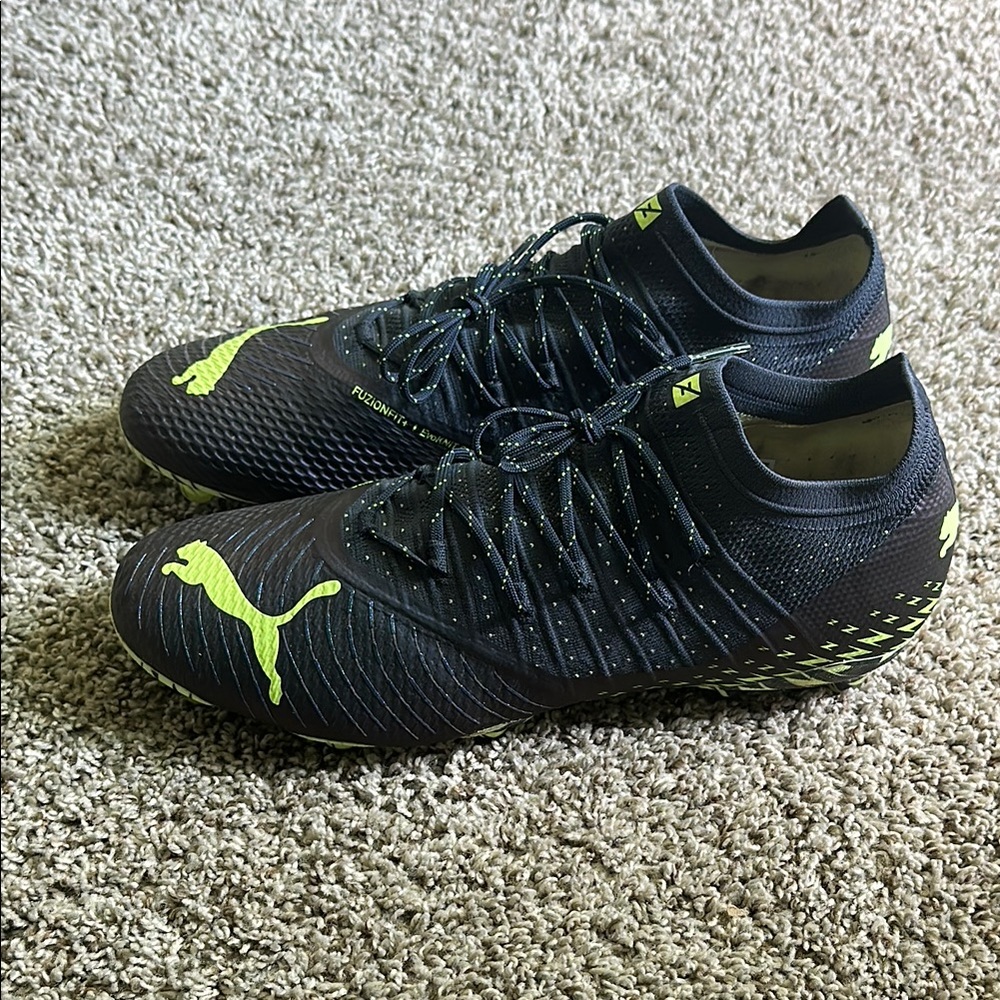 Puma Black and Neon Yellow Mens size 13 Soccer Cleats - Slightly Used.